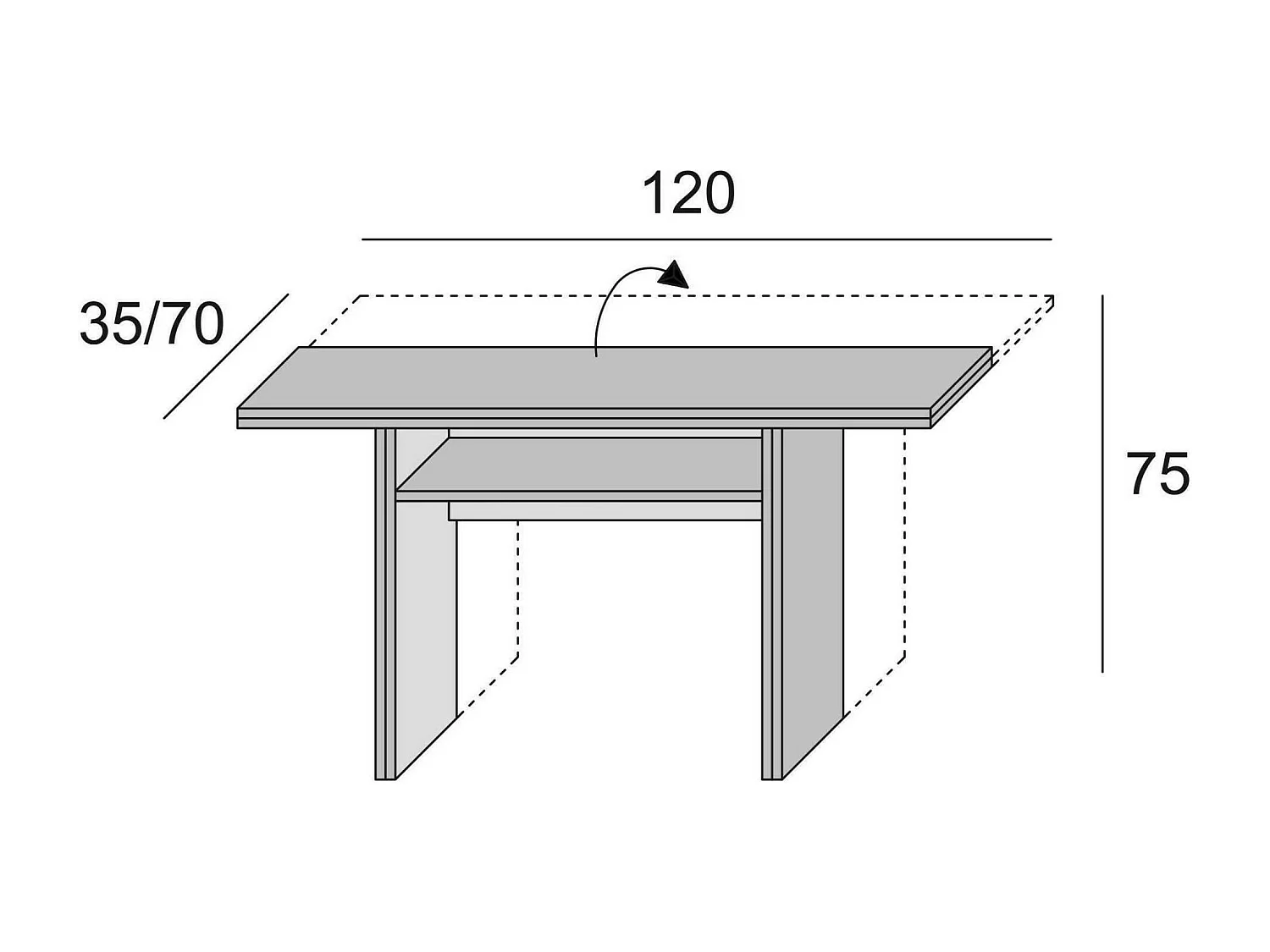 Dgalles uitschuifbare console, Eettafel met boekopening, Uitschuifbare multifunctionele console, 100% Made in Italy, 120x70h75 cm, Wit