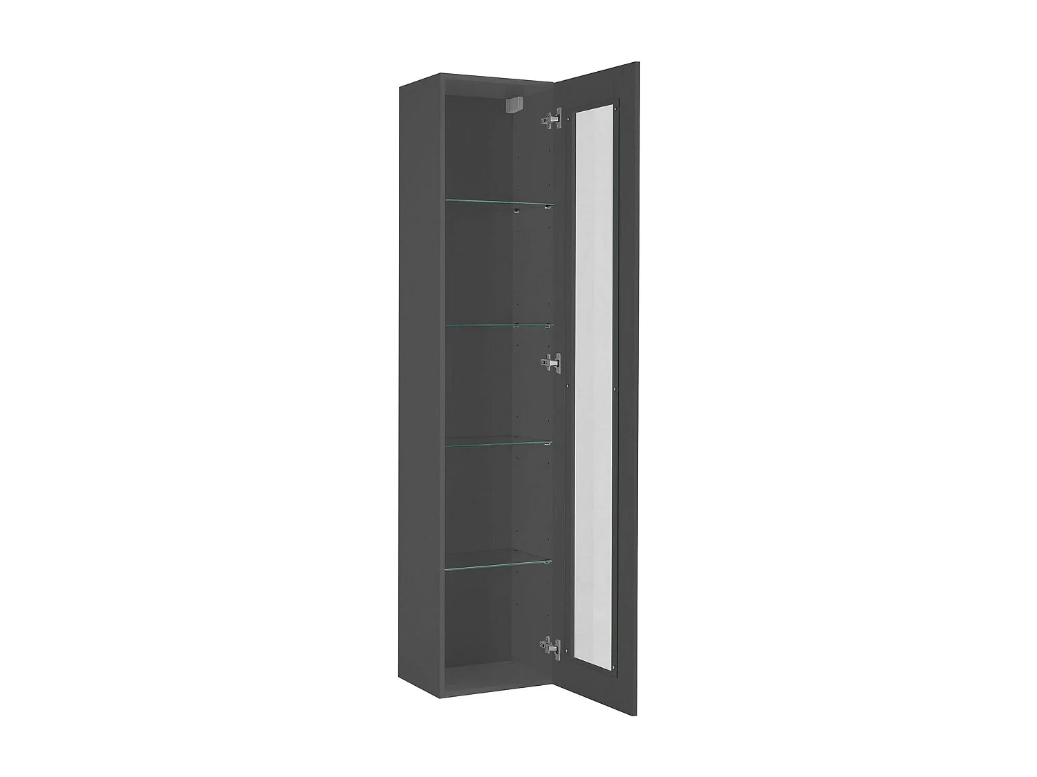 Vitrine Vladimiro, Sideboard mit 1 Tür mit Glasregalen, Mehrzweck-Wohnmöbel, 100% Made in Italy, cm 40x30h180, Anthrazit