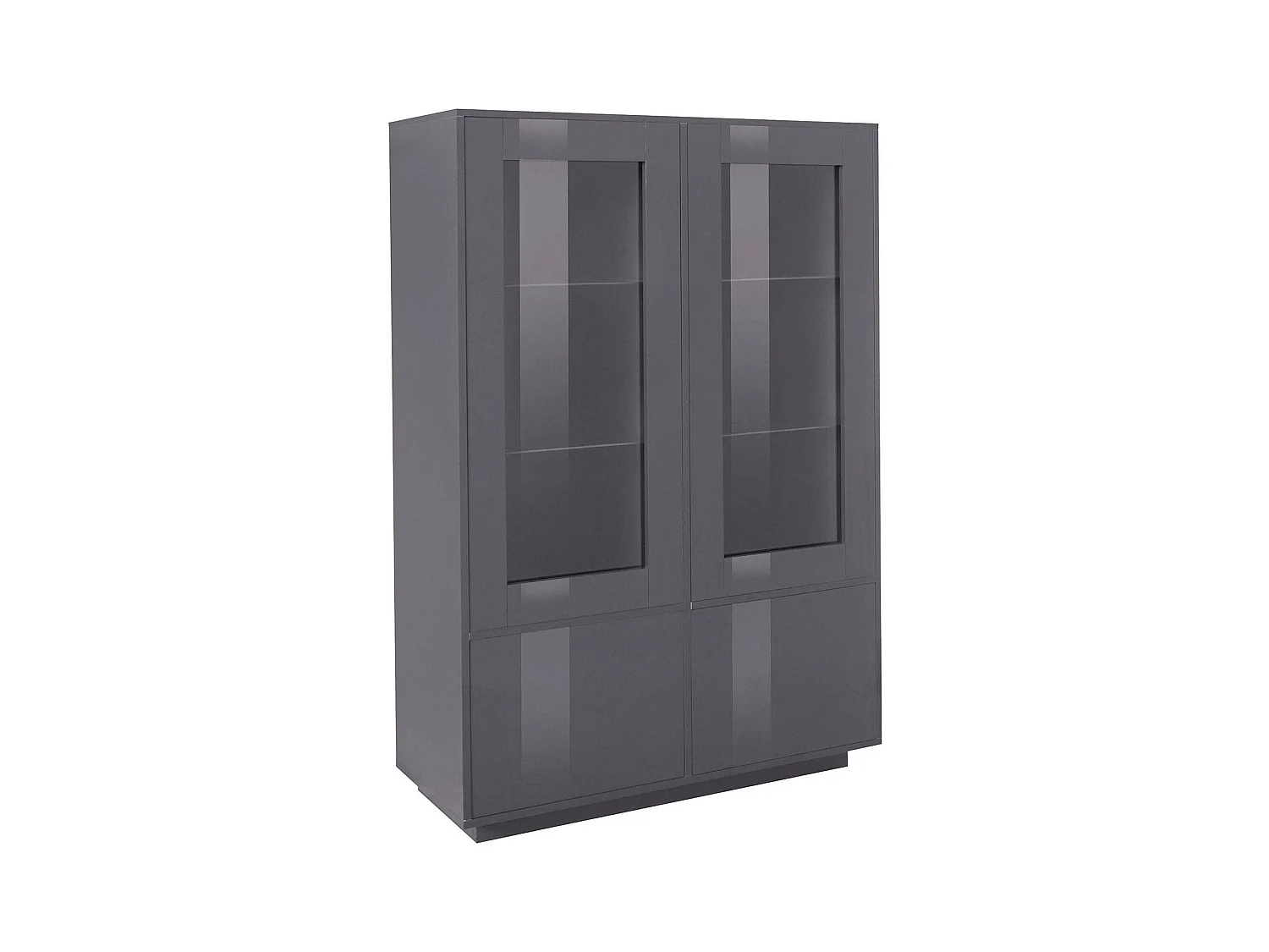 Vitrine Bettino, buffet 4 portes avec étagères en verre, Meuble de salon polyvalent, 100% Made in Italy, 100x41h146 cm, Anthracite Brillant