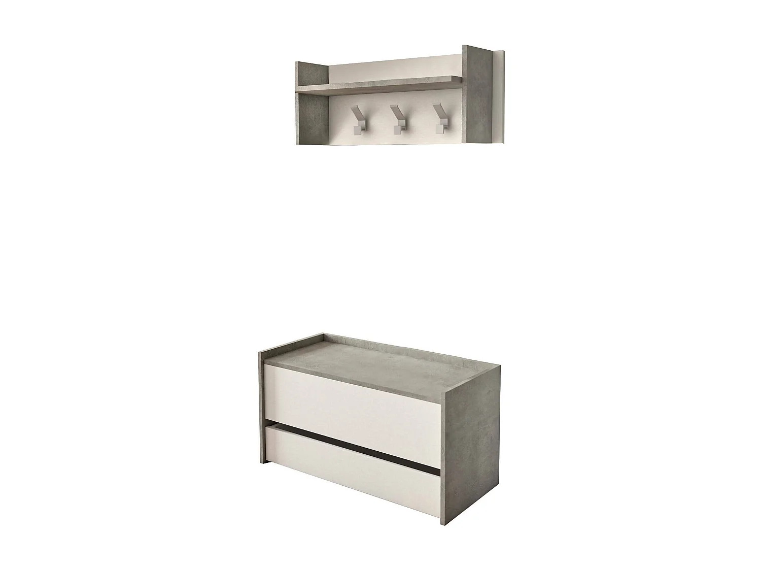 Dmora Halmeubel Brionia 40x90x46h cm Cementgrijs: Plank, Kapstok & Lade, Made in Italy