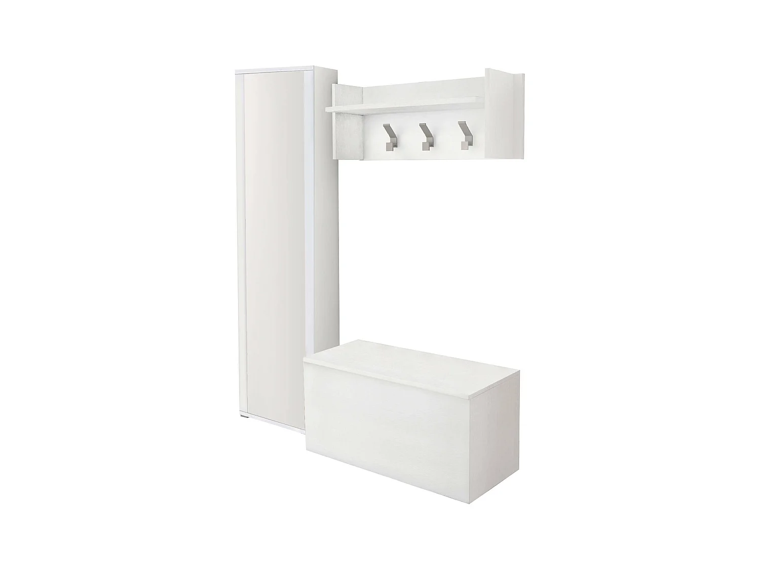 Meuble d'entrée Djohnse, Entrée moderne avec portemanteau, Armoire avec étagère à chaussures, Armoire avec miroir, Cm 50x32h182, Blanc