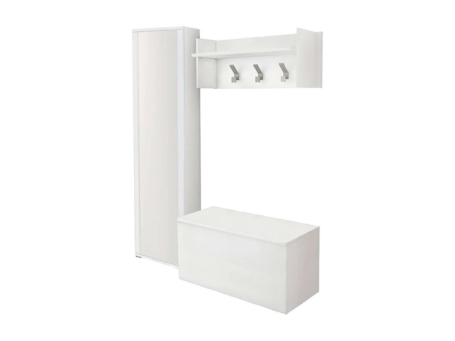 Mueble de entrada Djohnse, Entrada moderna con perchero, Mueble con zapatero, Armario con espejo, Cm 50x32h182, Blanco