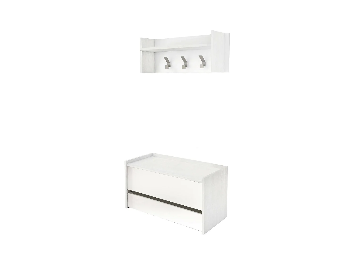 Brionia entreemeubel, Moderne entree met kleerhanger, Kast met schoenenrek, Multifunctionele kast, Cm 50x32h182, Wit