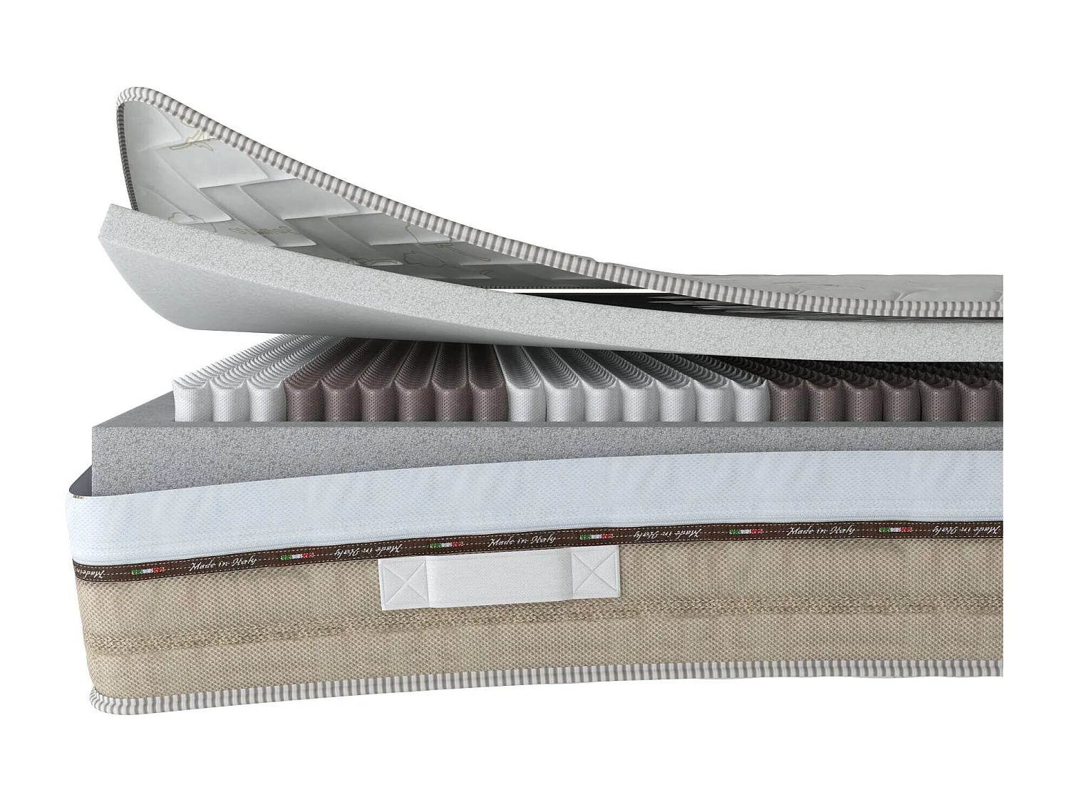 Talamo Italië Matrassen Pandia 180x200x25h cm Wit Hardheidsgraad 8/10 Geschikt voor Lattenbodem 180x200 cm, Made in Italy