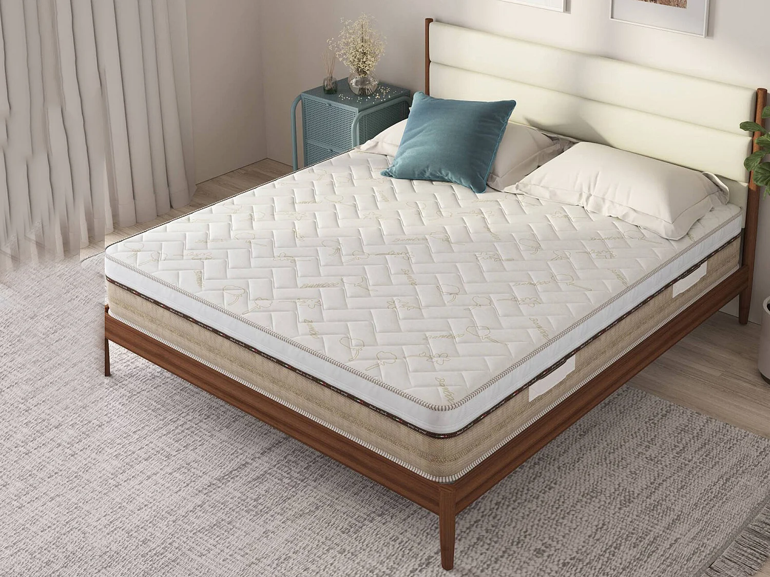 Matelas double Pandia, Matelas de haute qualité, Matelas ergonomique, Matelas à ressorts ensachés, 100% Made in Italy, 180x200xh25 cm
