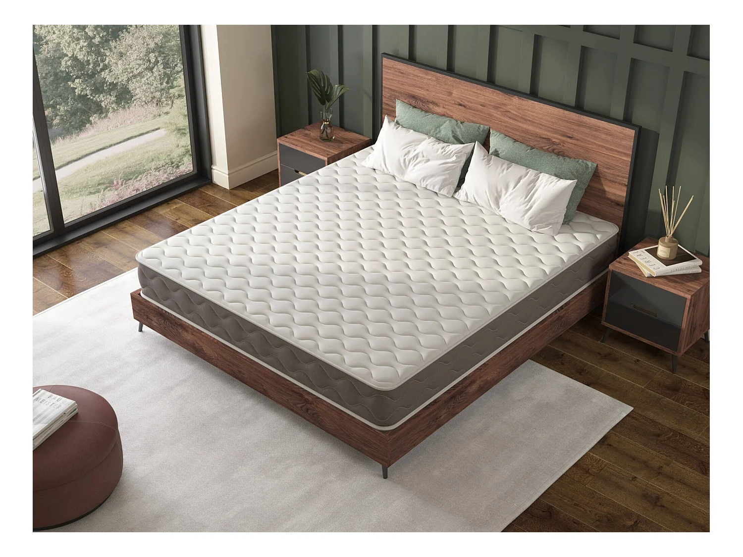 Amaltea dubbele matras, Memory Foam matras, Ergonomische matras, Anti-mijt en hypoallergene matras, 100% Made in Italy, 140x190xh21 cm