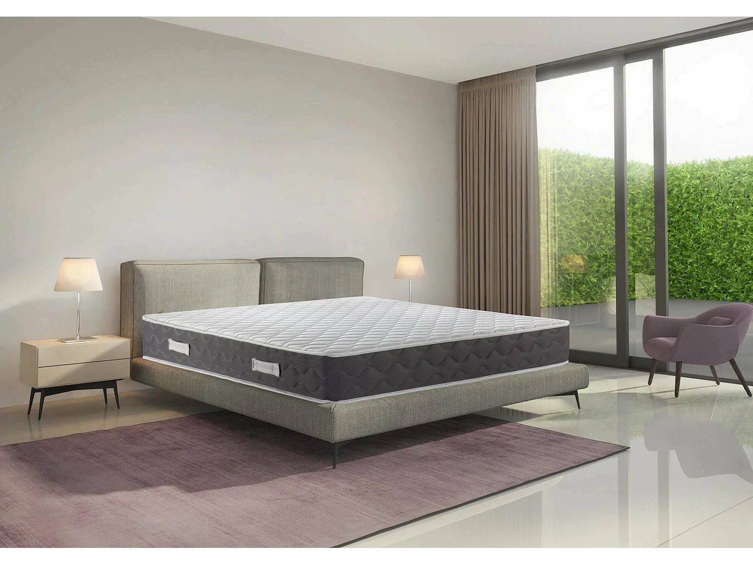 Talamo Italia Tweepersoonsmatras Carpo 160x190x28h cm Wit Hardheid 7.5/10 Compatibel Lattenbodem 160x190 cm, Tweepersoons Made in Italy