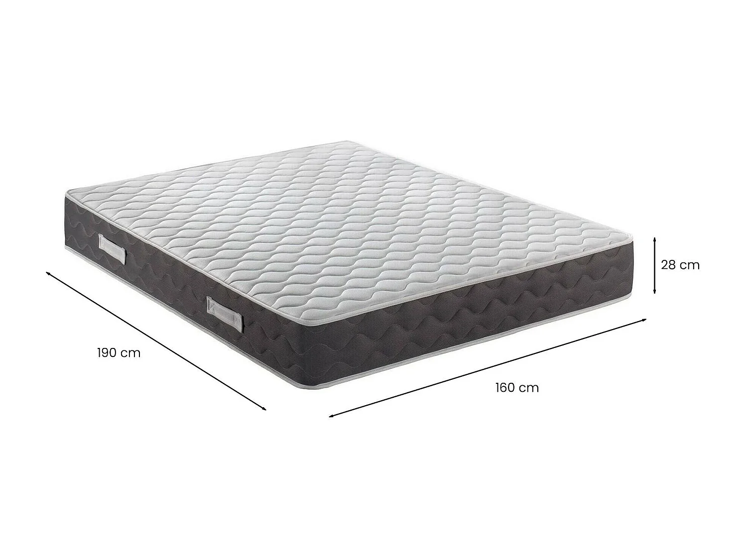Talamo Italia Tweepersoonsmatras Carpo 160x190x28h cm Wit Hardheid 7.5/10 Compatibel Lattenbodem 160x190 cm, Tweepersoons Made in Italy
