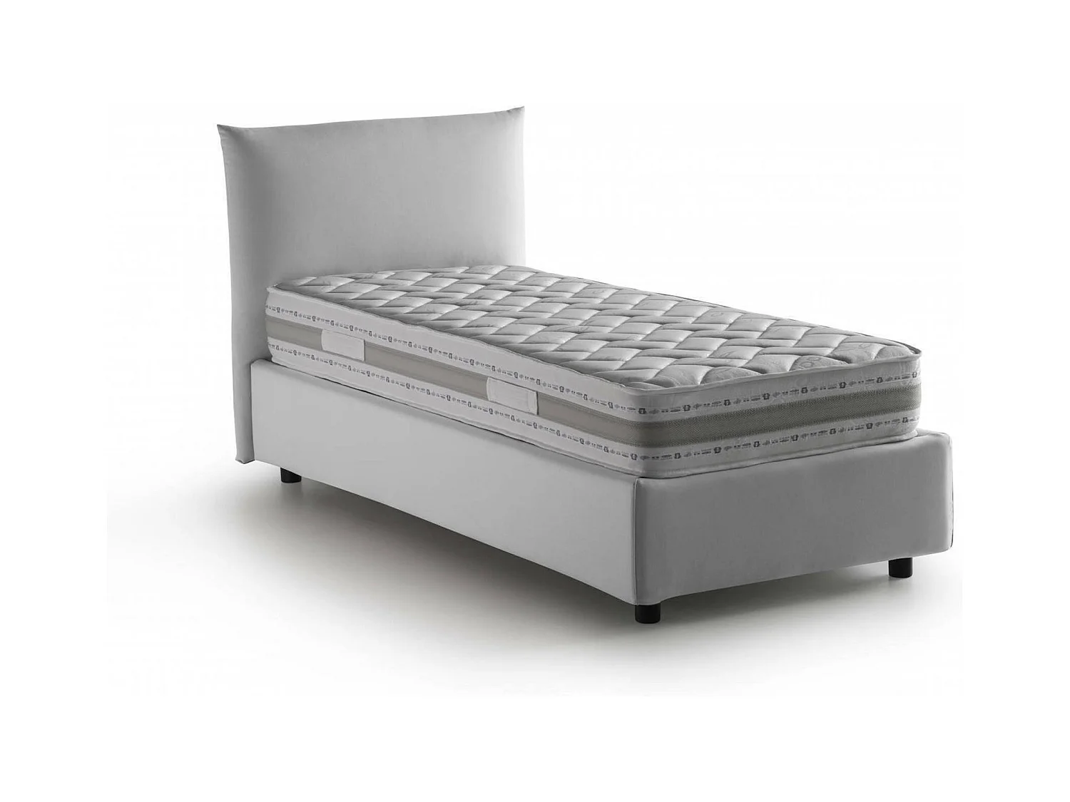 Lit simple Cosetta, Lit coffre avec revêtement en tissu, 100% Made in Italy, Ouverture latérale, avec matelas 80x190 cm inclus, Blanc