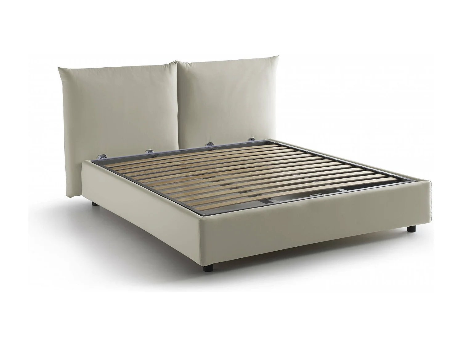 Lit double Cristyn, Lit coffre avec revêtement en tissu, 100% Made in Italy, Ouverture frontale, avec matelas 160x200 cm inclus, Beige