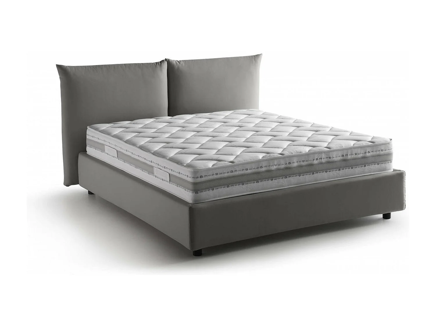 Doppelbett Cristel, Containerbett mit Stoffbespannung, 100% Made in Italy, Frontöffnung, inklusive Matratze 160x190 cm, Grau