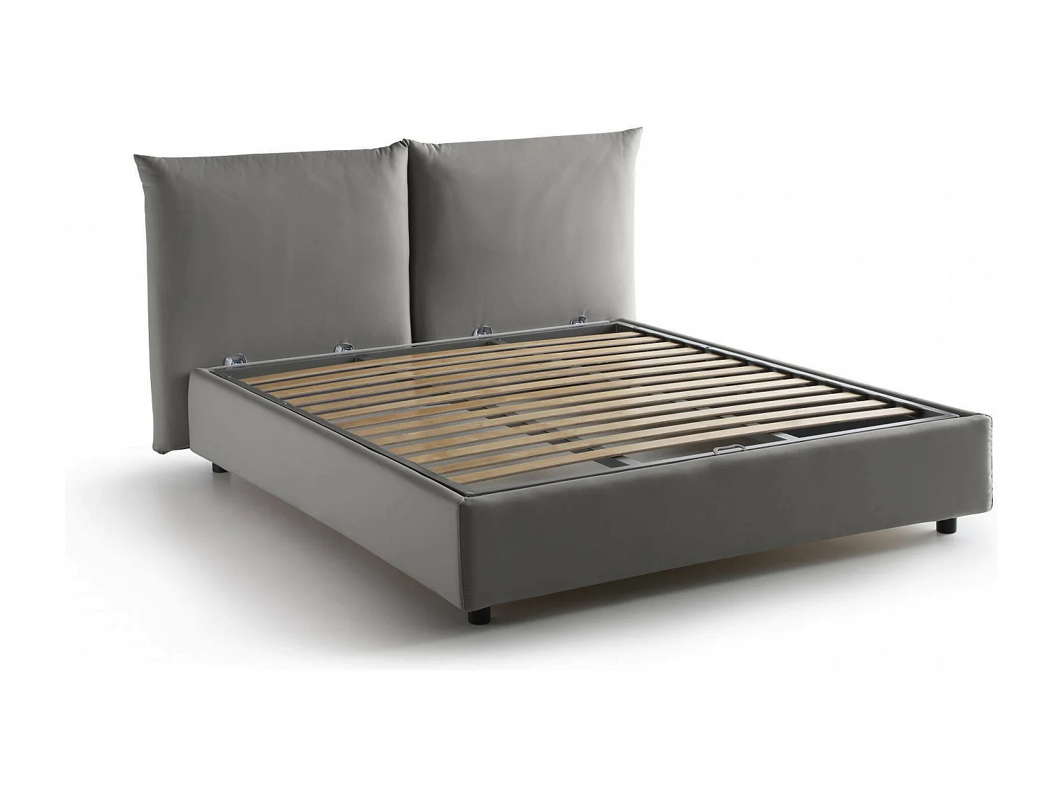 Lit double Cristel, Lit coffre avec revêtement en tissu, 100% Made in Italy, Ouverture frontale, avec matelas 160x190 cm inclus, Gris
