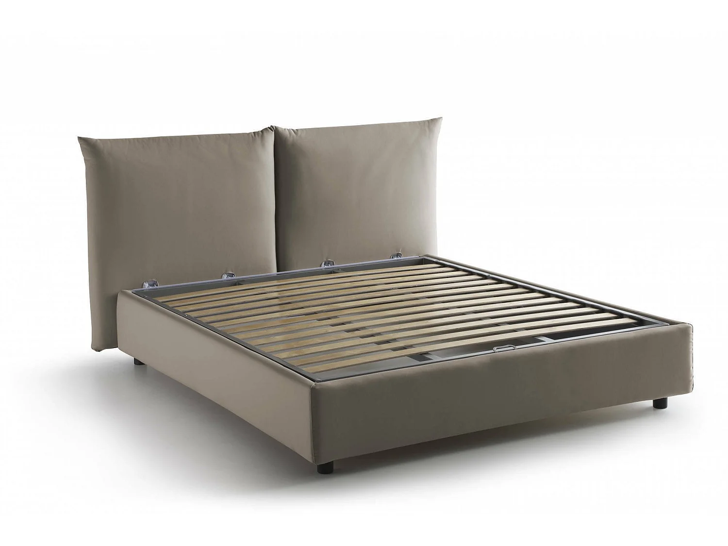 Lit double Cristel, Lit coffre avec revêtement en tissu, 100% Made in Italy, Ouverture frontale, avec matelas 160x190 cm inclus, Taupe