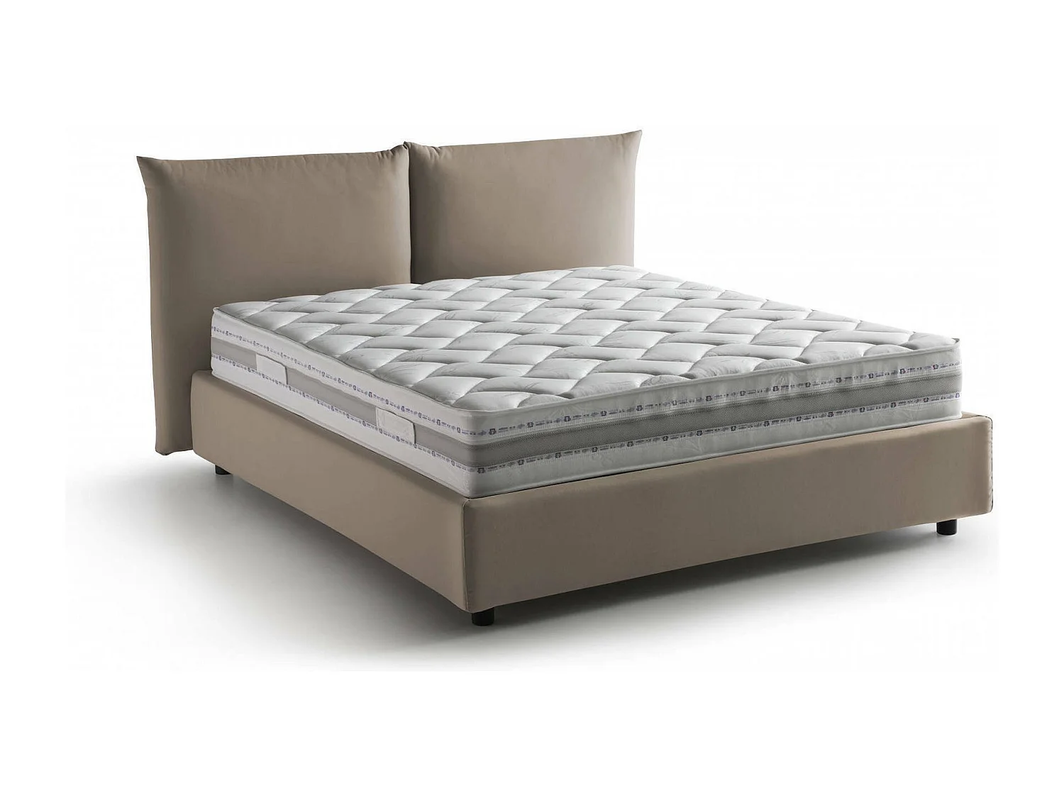 Cama matrimonial Cristel, Cama contenedor con revestimiento de tela, 100% Made in Italy, Apertura frontal, con colchón 160x190 cm incluido, Tórtola