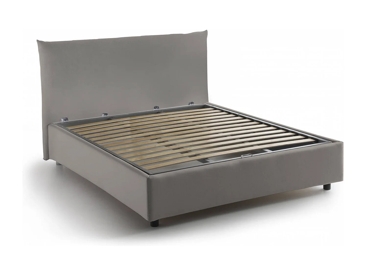 Quadratisches und halbes Bett Creta, Containerbett mit Stoffbespannung, 100% Made in Italy, Frontöffnung, inklusive Matratze Cm 120x190, Turteltaube