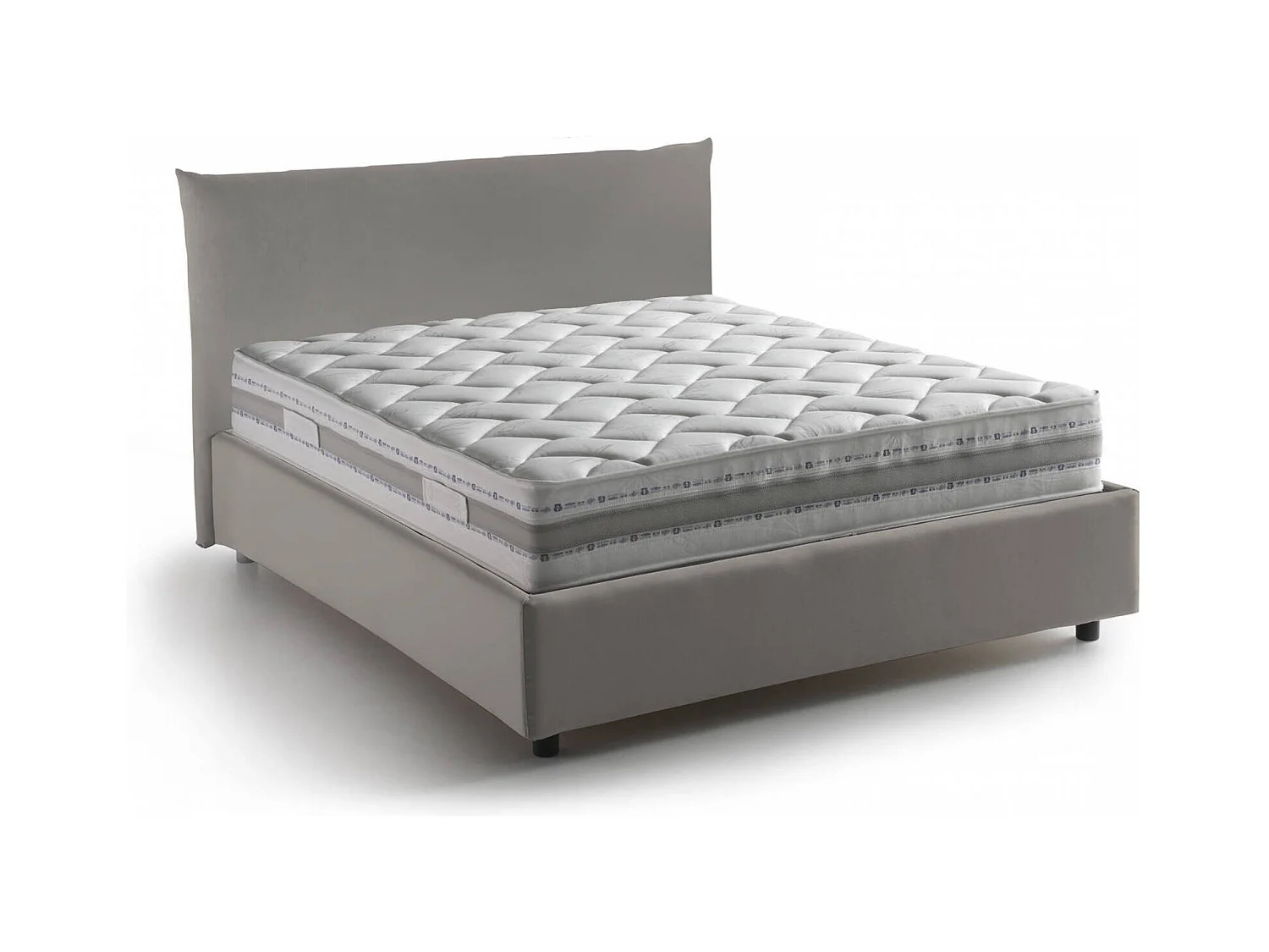 Lit double Creta, lit coffre avec revêtement en tissu, 100% Made in Italy, ouverture frontale, avec matelas 120x190 cm inclus, gris tourterelle