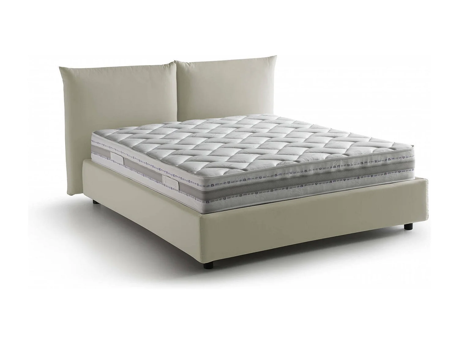 Letto matrimoniale Cristel, Letto contenitore con rivestimento in tessuto, 100% Made in Italy, Apertura frontale, con materasso Cm 160x190 incluso, Beige