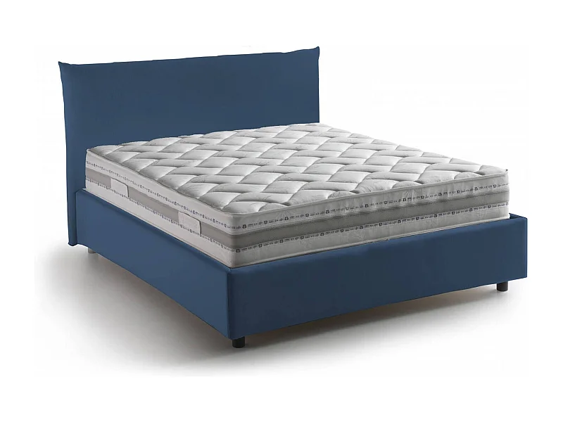 Creta tweepersoonsbed, opbergbed met stoffen bekleding, 100% Made in Italy, opening aan de voorkant, inclusief matras 120x190 cm, blauw