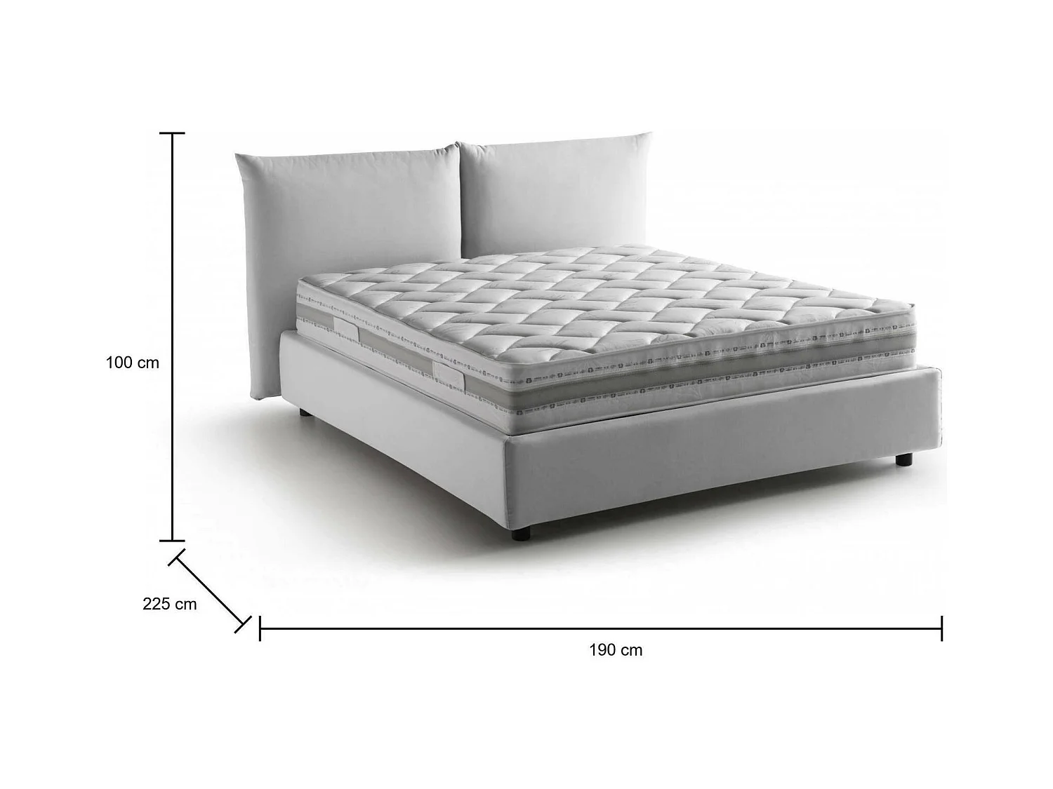 Lit double Cristyn, Lit coffre avec revêtement en tissu, 100% Made in Italy, Ouverture frontale, avec matelas 160x200 cm inclus, Blanc