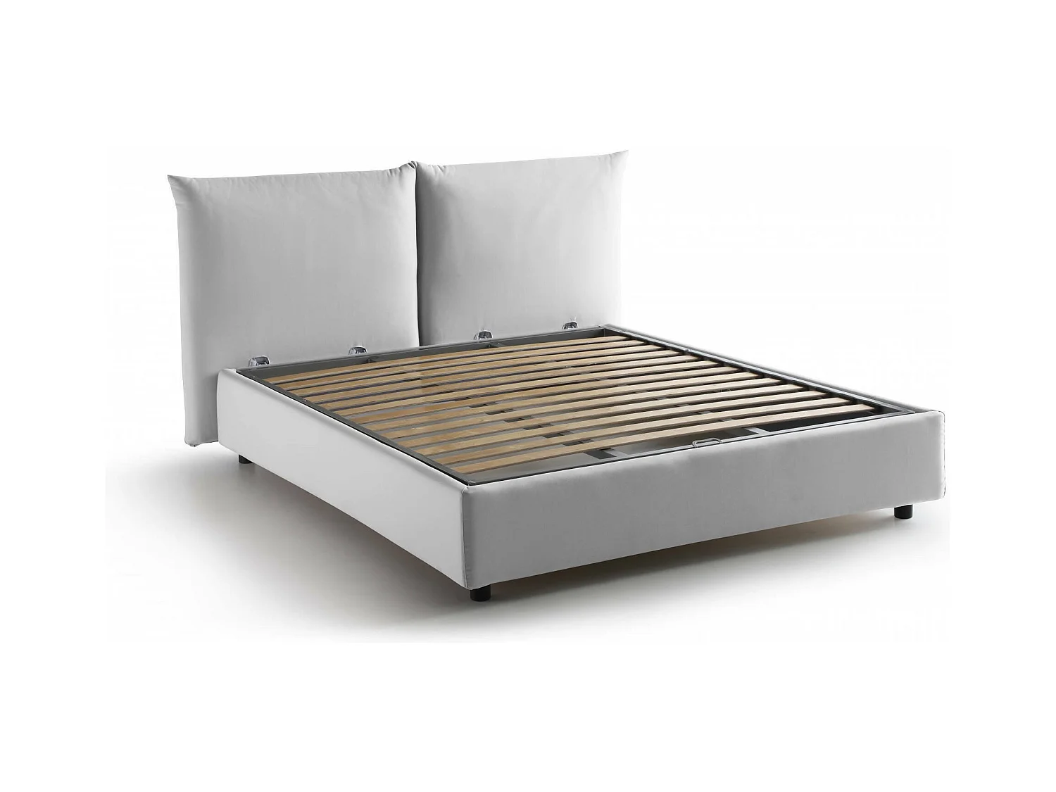 Lit double Cristyn, Lit coffre avec revêtement en tissu, 100% Made in Italy, Ouverture frontale, avec matelas 160x200 cm inclus, Blanc