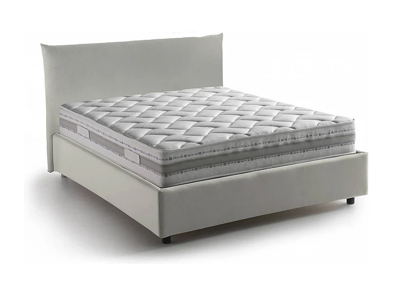 Quadratisches und halbes Bett Creta, Containerbett mit Stoffbespannung, 100% Made in Italy, Frontöffnung, inklusive Matratze Cm 120x190, Beige