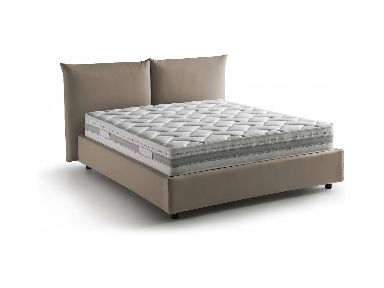 Lit double Cristyn, Lit coffre avec revêtement en tissu, 100% Made in Italy, Ouverture frontale, avec matelas 160x200 cm inclus, Taupe