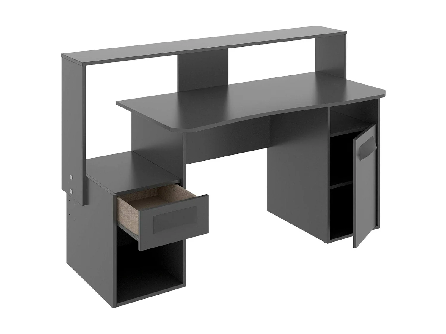 Schreibtisch Dgorin, moderner Multifunktions-Gaming-Schreibtisch, Studiertisch für PC und CD-Halter, 154 x 69 x 98 cm, Anthrazit, ohne LED-Leuchten