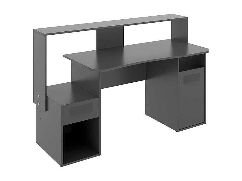 Schreibtisch Dgorin, moderner Multifunktions-Gaming-Schreibtisch, Studiertisch für PC und CD-Halter, 154 x 69 x 98 cm, Anthrazit, ohne LED-Leuchten