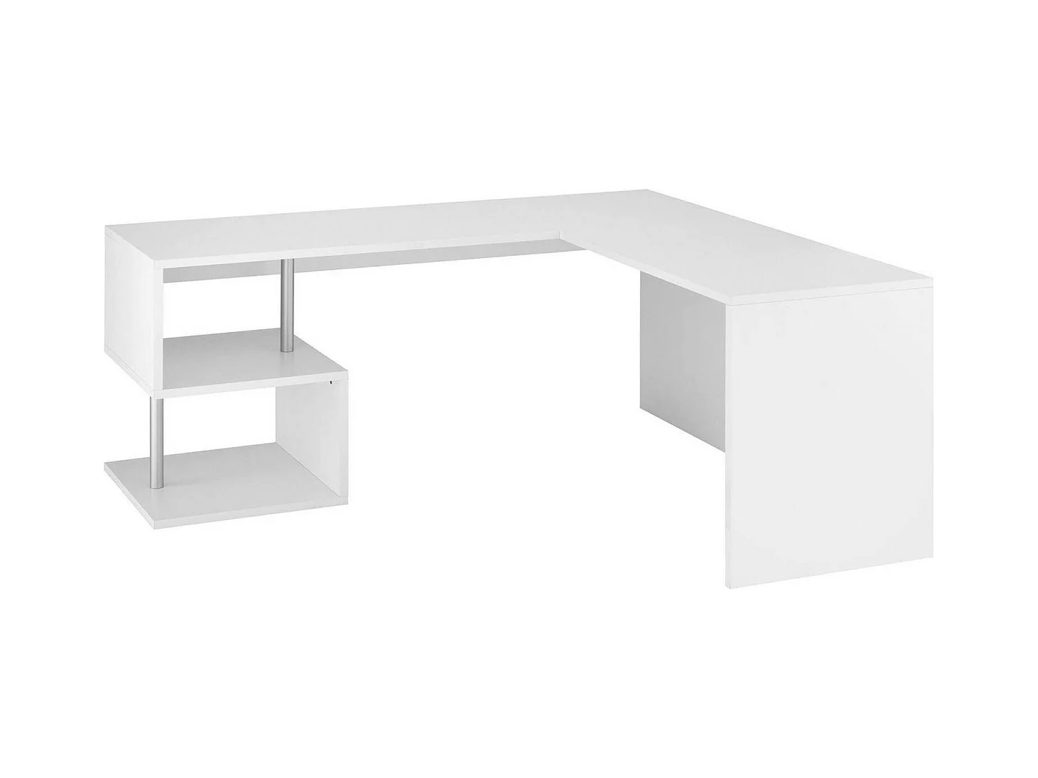 Bureau Dabius, Bureau PC linéaire, Table de bureau polyvalente, Bureau peu encombrant, 100% Made in Italy, 160x60h78 cm, Blanc brillant