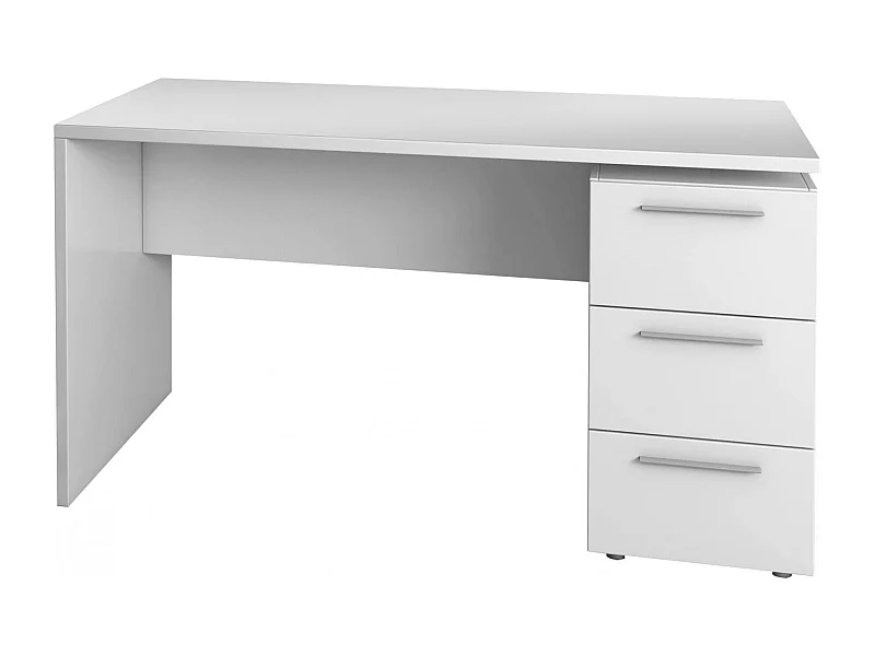 Dbuttar Bureau, Modern bureau, Studeertafel met ladekast met 2 laden en 1 deur, 138x60h74 cm, Wit