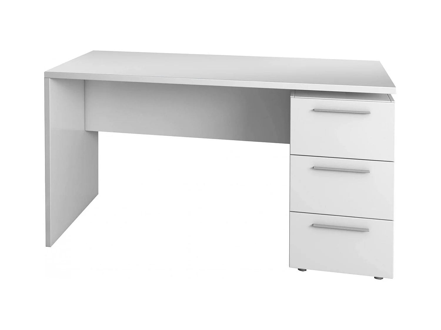 Bureau Dbuttar, Bureau moderne, Table d'étude avec commode avec 2 tiroirs et 1 porte, 138x60h74 cm, Blanc