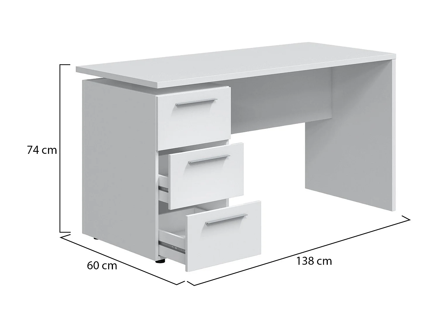 Scrivania Alimet, 2 Cassetti, 60x138x74h cm Bianco