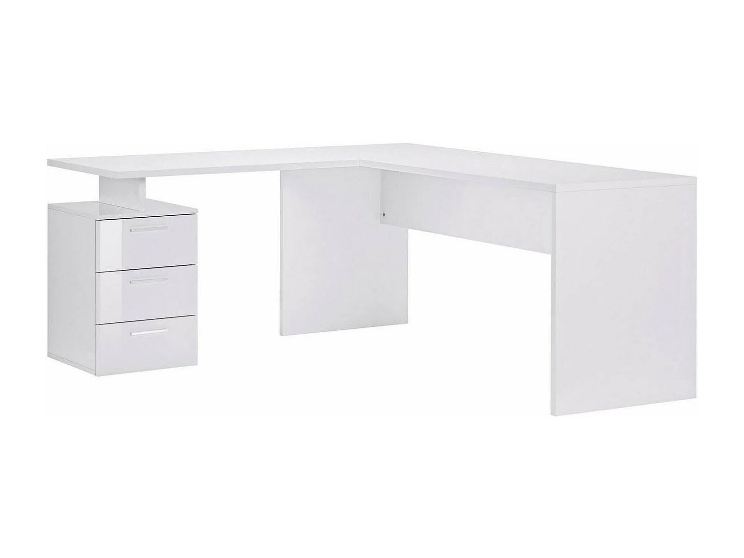 Bureau Dguarin, Bureau d'angle PC, Table de bureau polyvalente, Bureau gain de place multi-positions, 100% Made in Italy, 160x60h75 cm, Blanc brillant