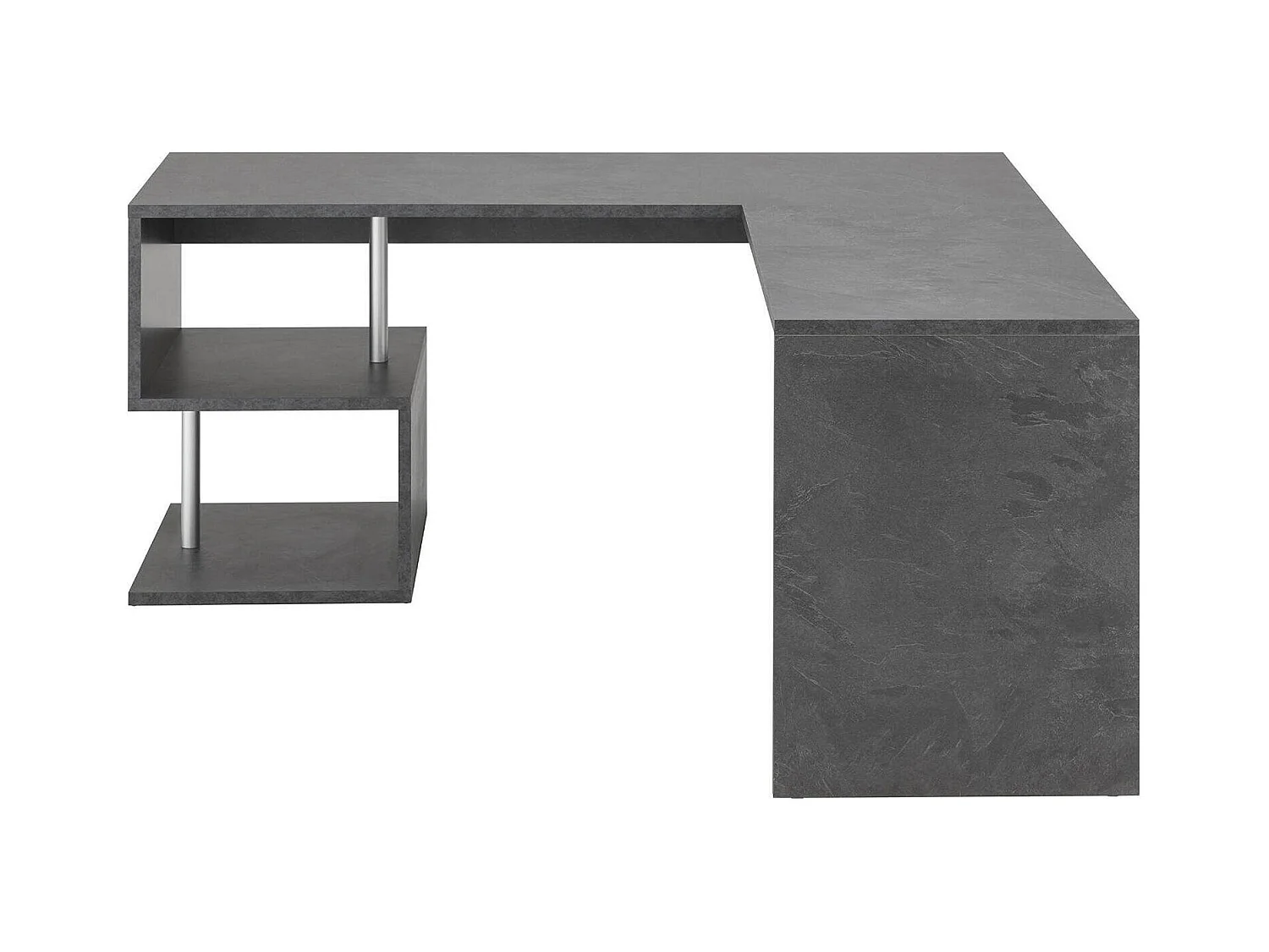 Bureau Dmassaro, Bureau d'angle PC, Table de bureau polyvalente, Bureau gain de place multi-positions, 100% Made in Italy, 160x60h78 cm, Ardoise