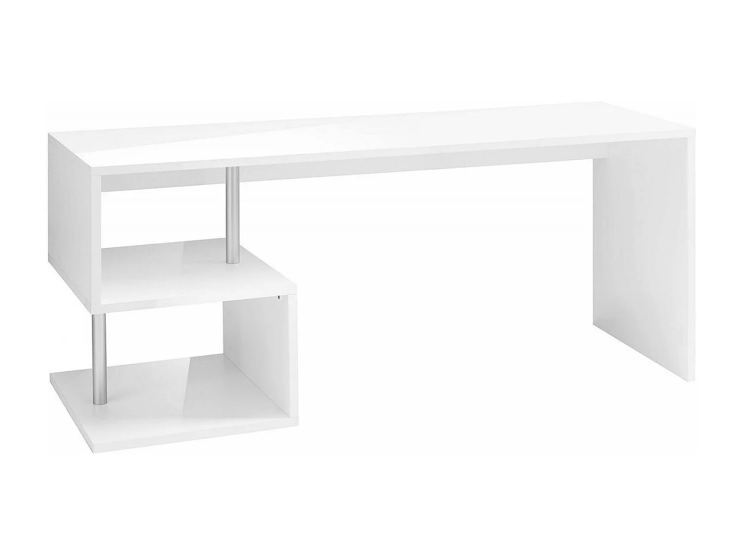 Mesa Dmarusi, Mesa linear para PC, Mesa de escritório multiuso, Mesa multiposições que economiza espaço, 100% Fabricado na Itália, 180x60h78 cm, Branco brilhante