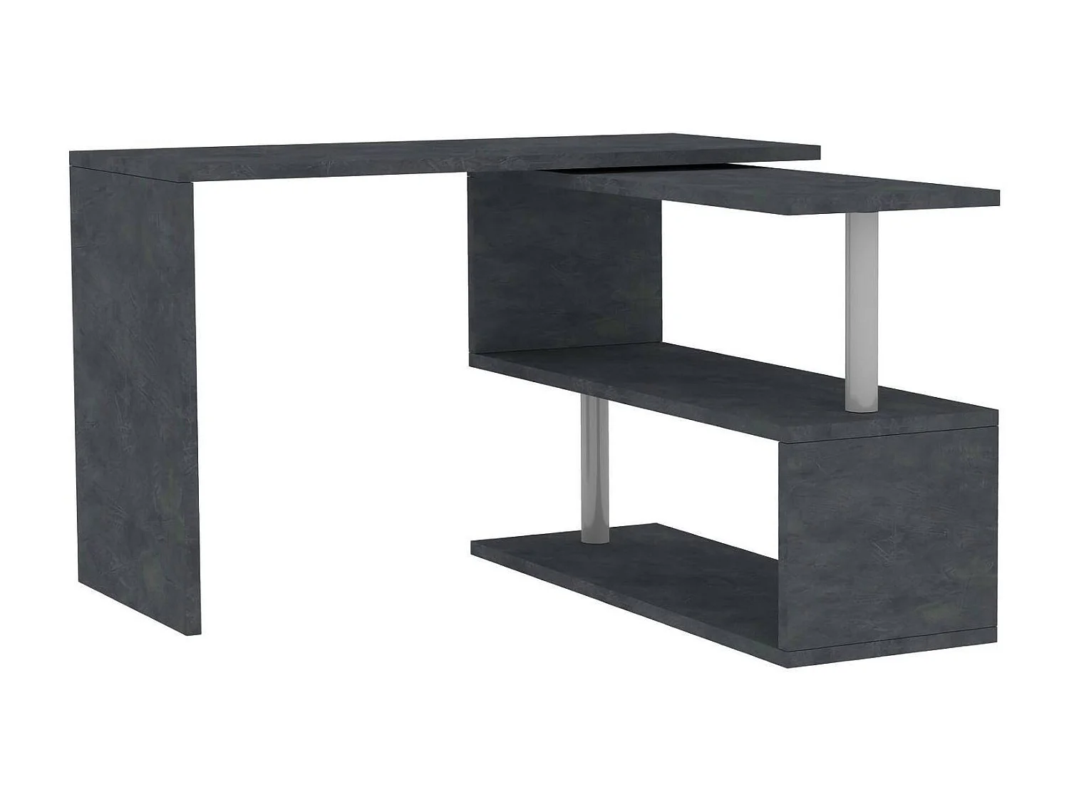 Bureau Dascagn, Bureau PC d'angle, Table de bureau polyvalente, Bureau gain de place multi-positions, 100% Made in Italy, 120x50h75 cm, Anthracite