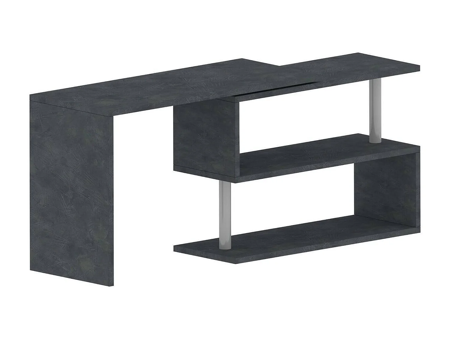 Bureau Dascagn, Bureau PC d'angle, Table de bureau polyvalente, Bureau gain de place multi-positions, 100% Made in Italy, 120x50h75 cm, Anthracite