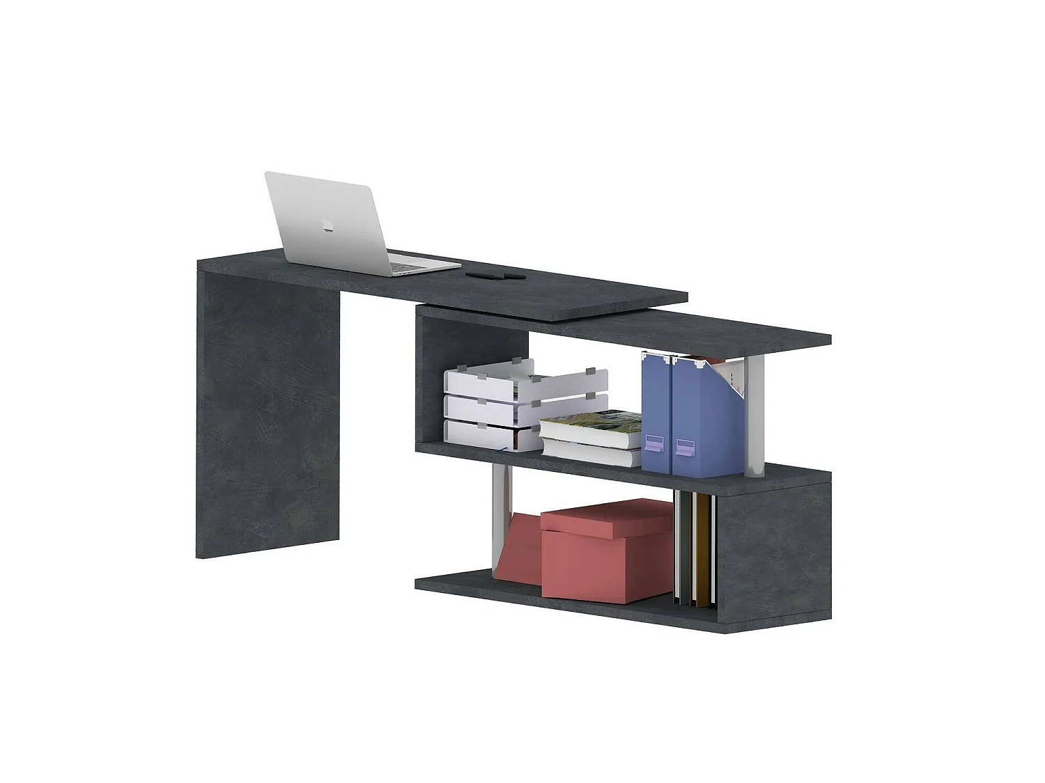 Escritorio Dascagn, Escritorio esquinero porta PC, Mesa de oficina multiusos, Escritorio multiposición ahorra espacio, 100% Made in Italy, cm 120x50h75, Antracita