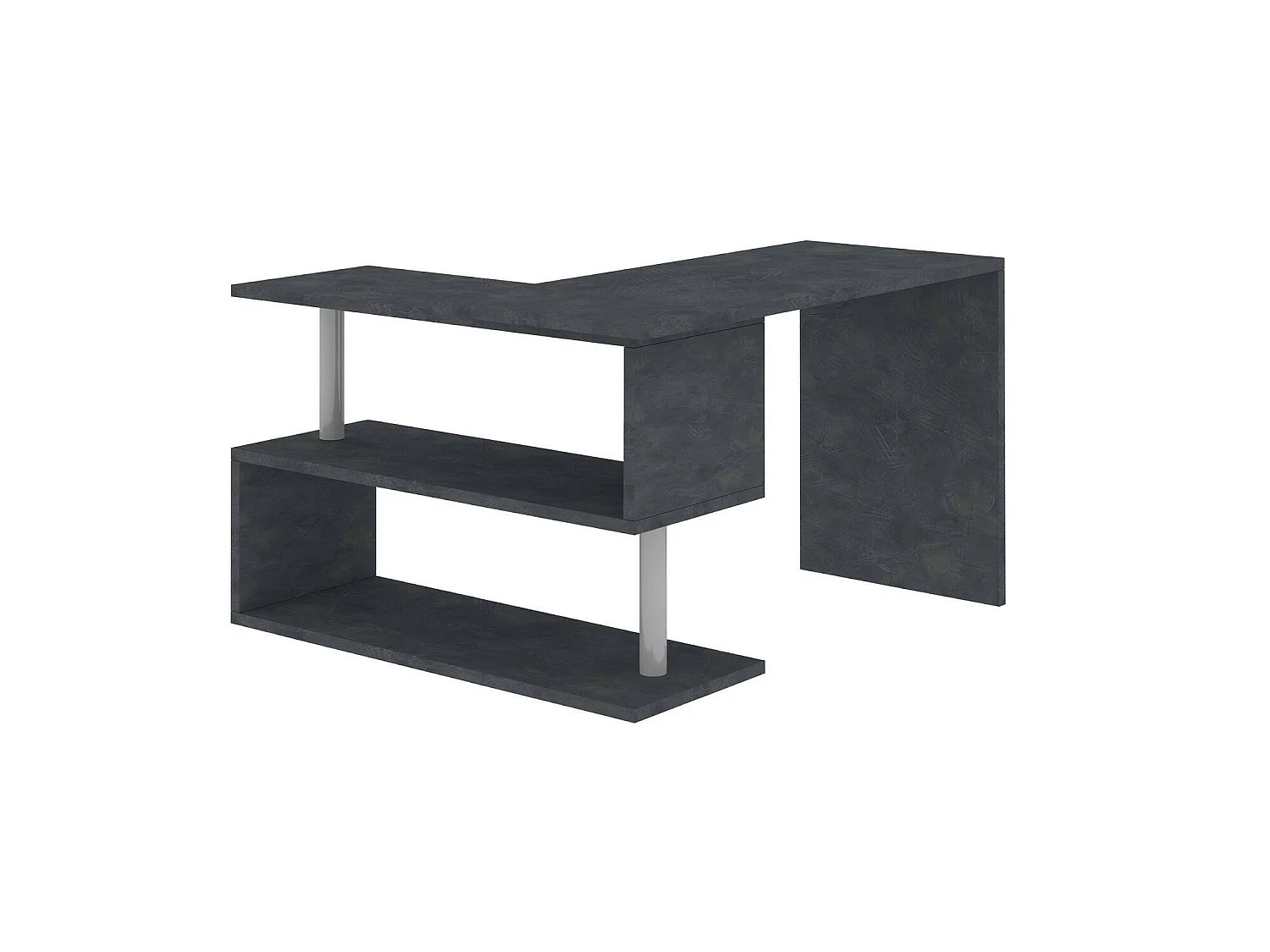 Bureau Dascagn, Bureau PC d'angle, Table de bureau polyvalente, Bureau gain de place multi-positions, 100% Made in Italy, 120x50h75 cm, Anthracite