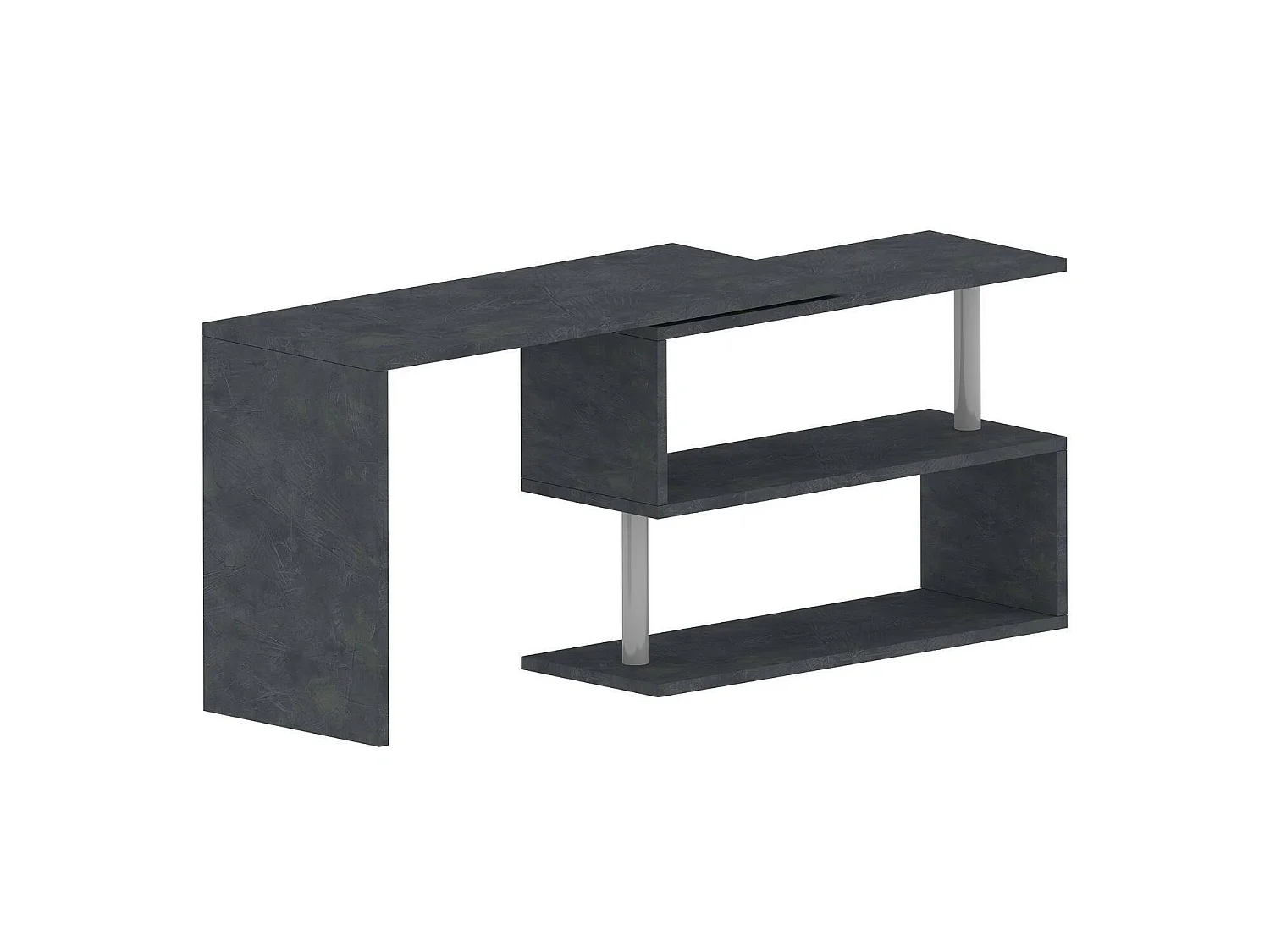 Bureau Dascagn, Bureau PC d'angle, Table de bureau polyvalente, Bureau gain de place multi-positions, 100% Made in Italy, 120x50h75 cm, Anthracite