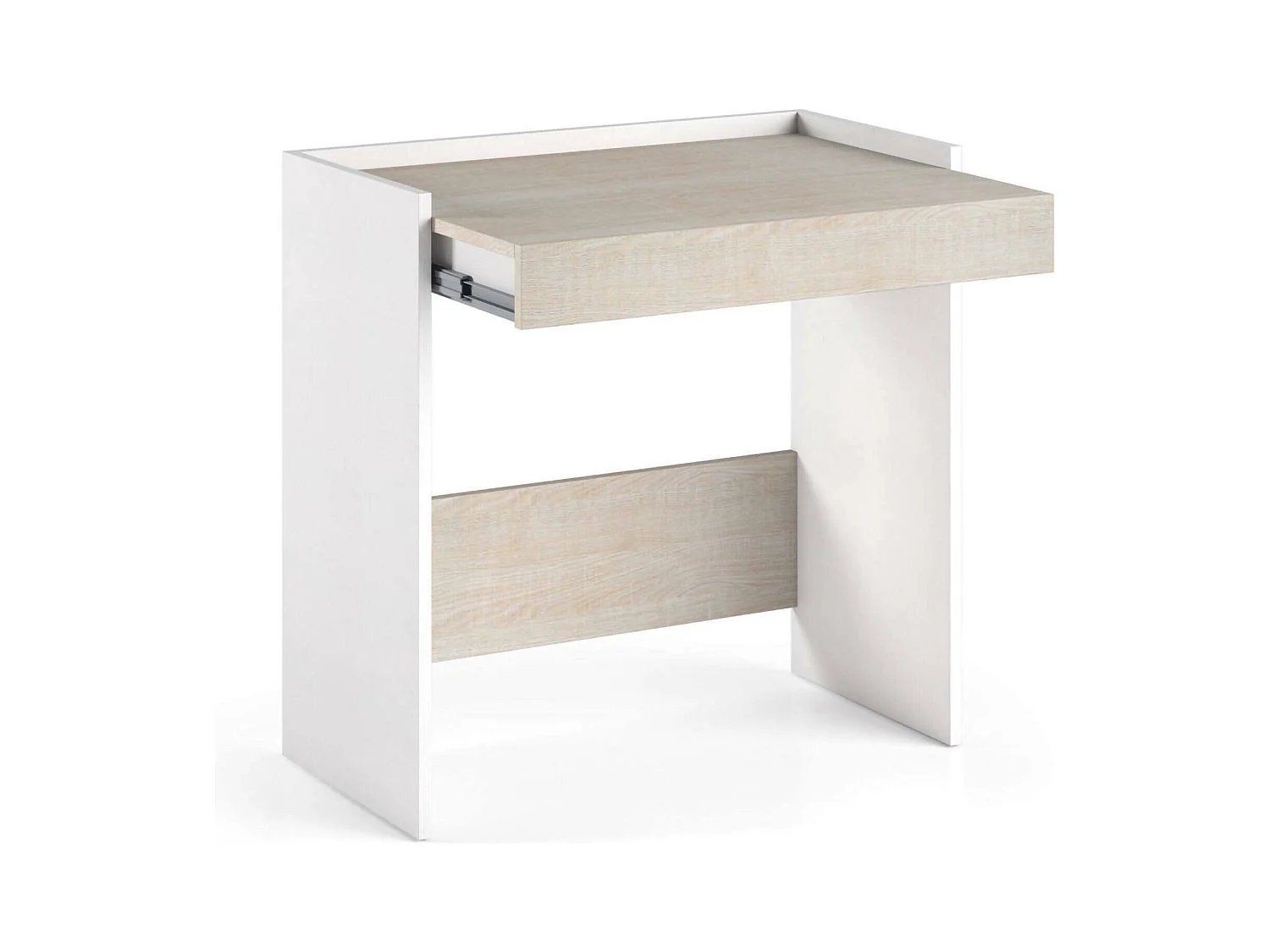 Bureau Clématide, Bureau moderne avec tiroir, Table d'étude ou de bureau pour support de livre PC, 100% Made in Italy, 80x40h79 cm, Blanc et Chêne