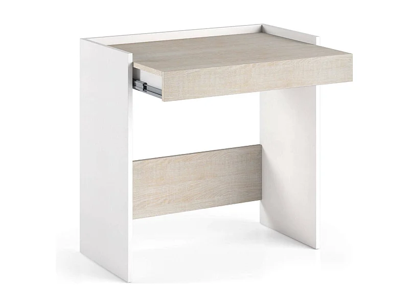 Dbeltra bureau, Modern bureau met lade, Studeer- of kantoortafel voor pc-boekhouder, 100% Made in Italy, 80x40h79 cm, Wit en eiken