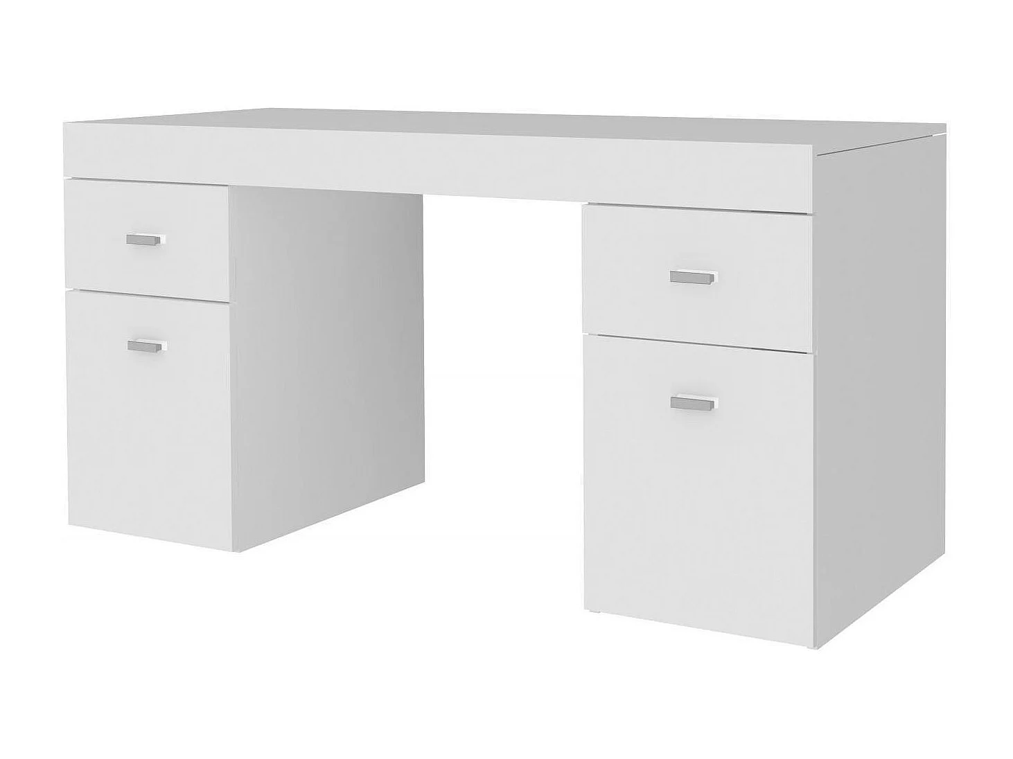 Bureau Dbro, Bureau PC linéaire, Table de bureau polyvalente, Bureau peu encombrant, 100% Made in Italy, 130x60h75 cm, Blanc brillant