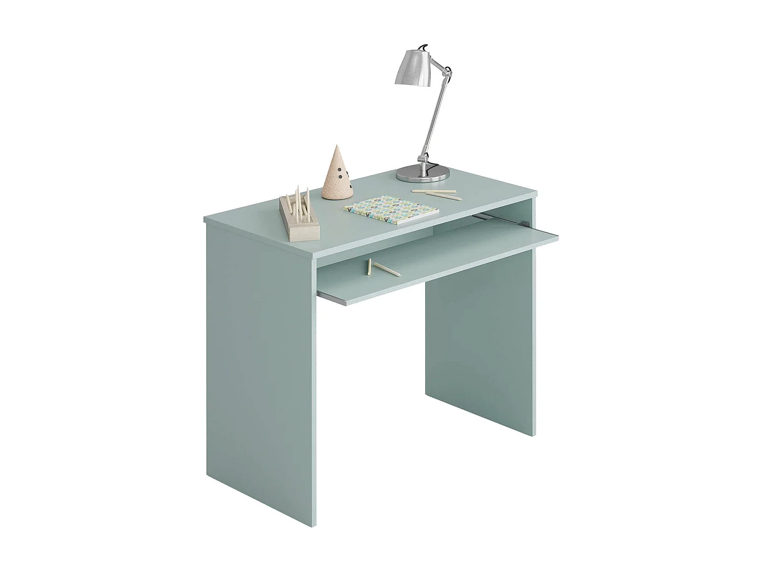 Bureau Dcapezz, Bureau avec étagère, Table d'étude de support PC pour bureau ou chambre, Table de travail, 90x54h79 cm, Sarcelle