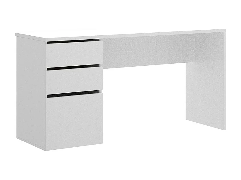 Dgabbi Bureau, Multifunctioneel bureau voor kantoor of slaapkamer, Lineaire studeertafel met 2 laden en 1 deur, 139x60h75 cm, Wit