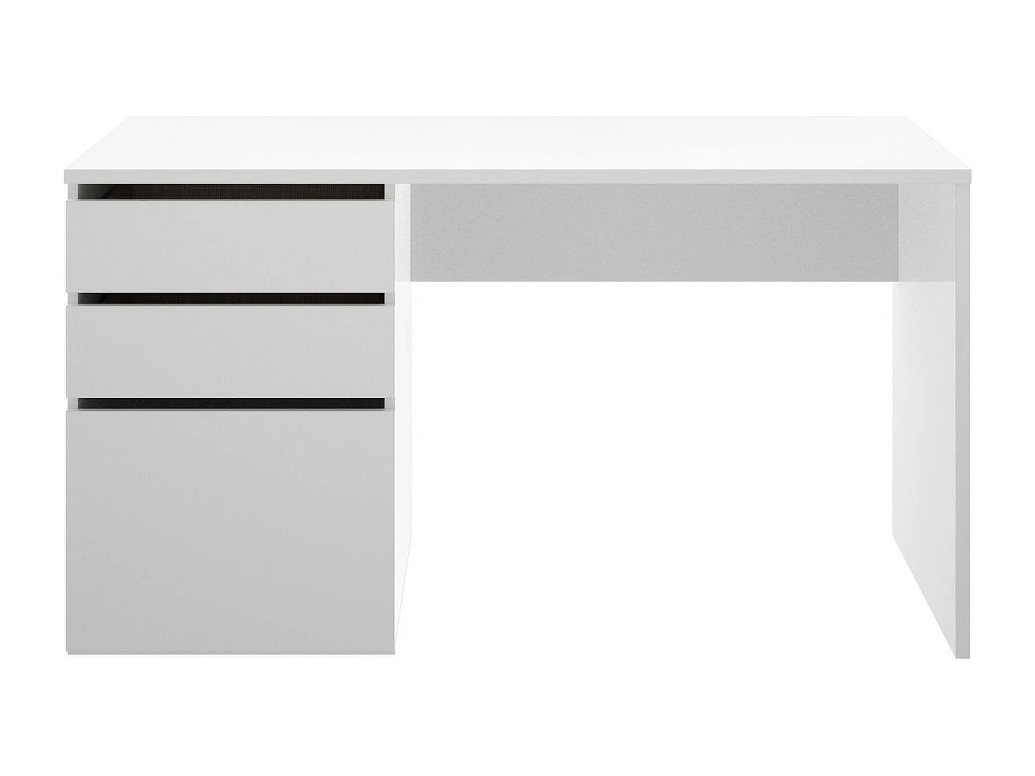 Bureau Dgabbi, Bureau polyvalent pour le bureau ou la chambre, Table d'étude linéaire avec 2 tiroirs et 1 porte, 139x60h75 cm, Blanc