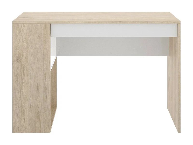 Secretária Dfalc, Secretária multiusos para escritório ou quarto, Mesa de estudo linear com prateleiras, 115x50h74 cm, Carvalho e Branco