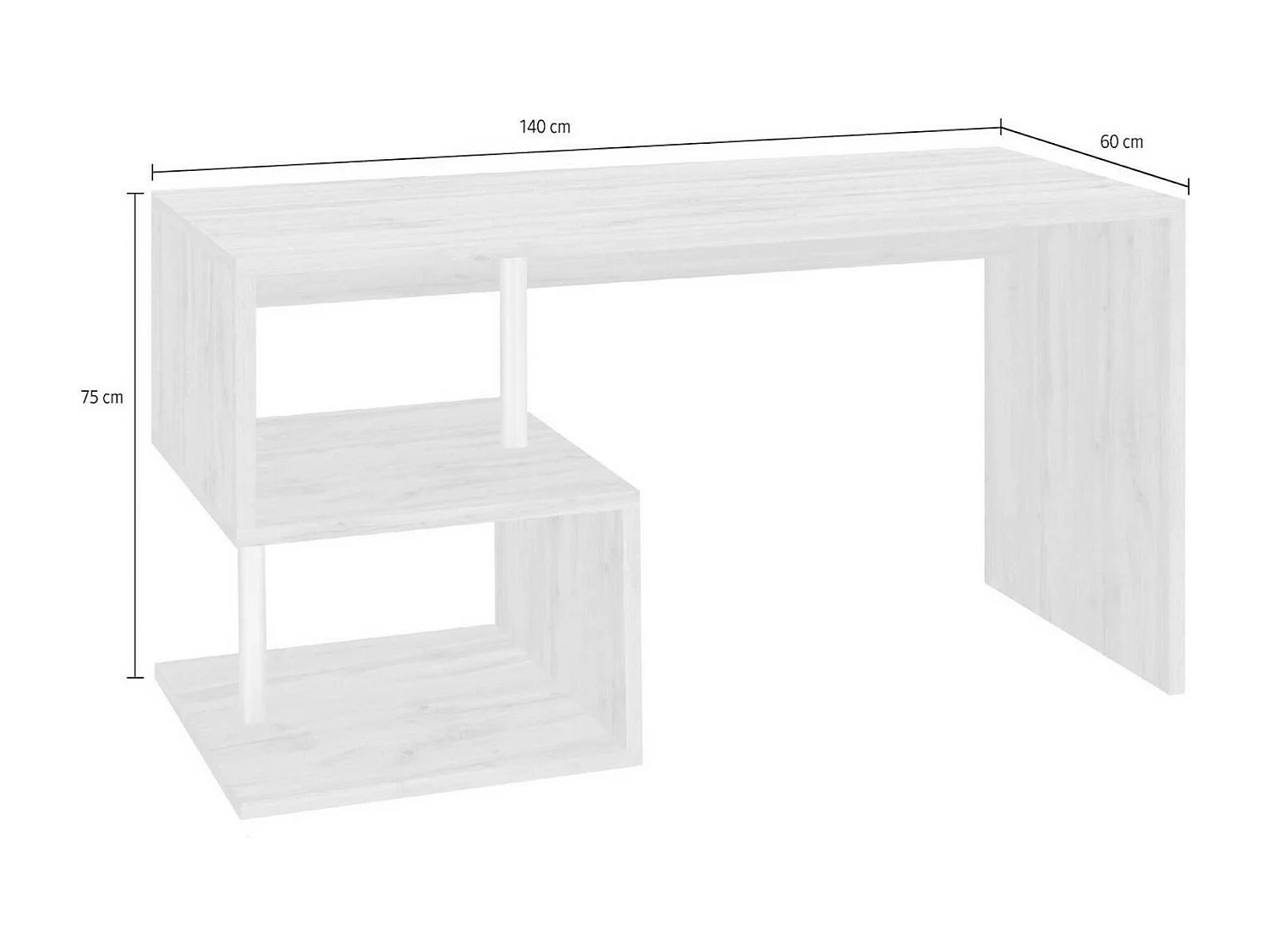 Bureau Dmorisc, Bureau PC Linéaire, Table de bureau polyvalente, Bureau gain de place multi-positions, 100% Made in Italy, 140x60h78 cm, Chêne