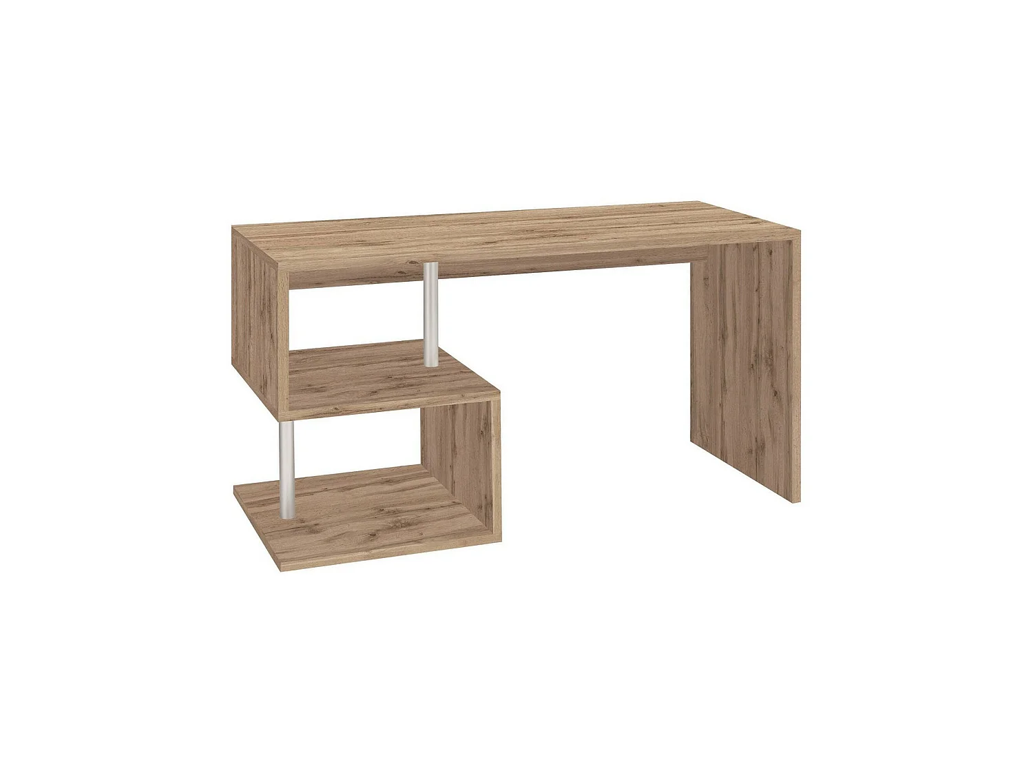 Dmorisc bureau, Lineair pc-bureau, multifunctionele kantoortafel, ruimtebesparend bureau met meerdere posities, 100% gemaakt in Italië, 140x60h78 cm, eiken