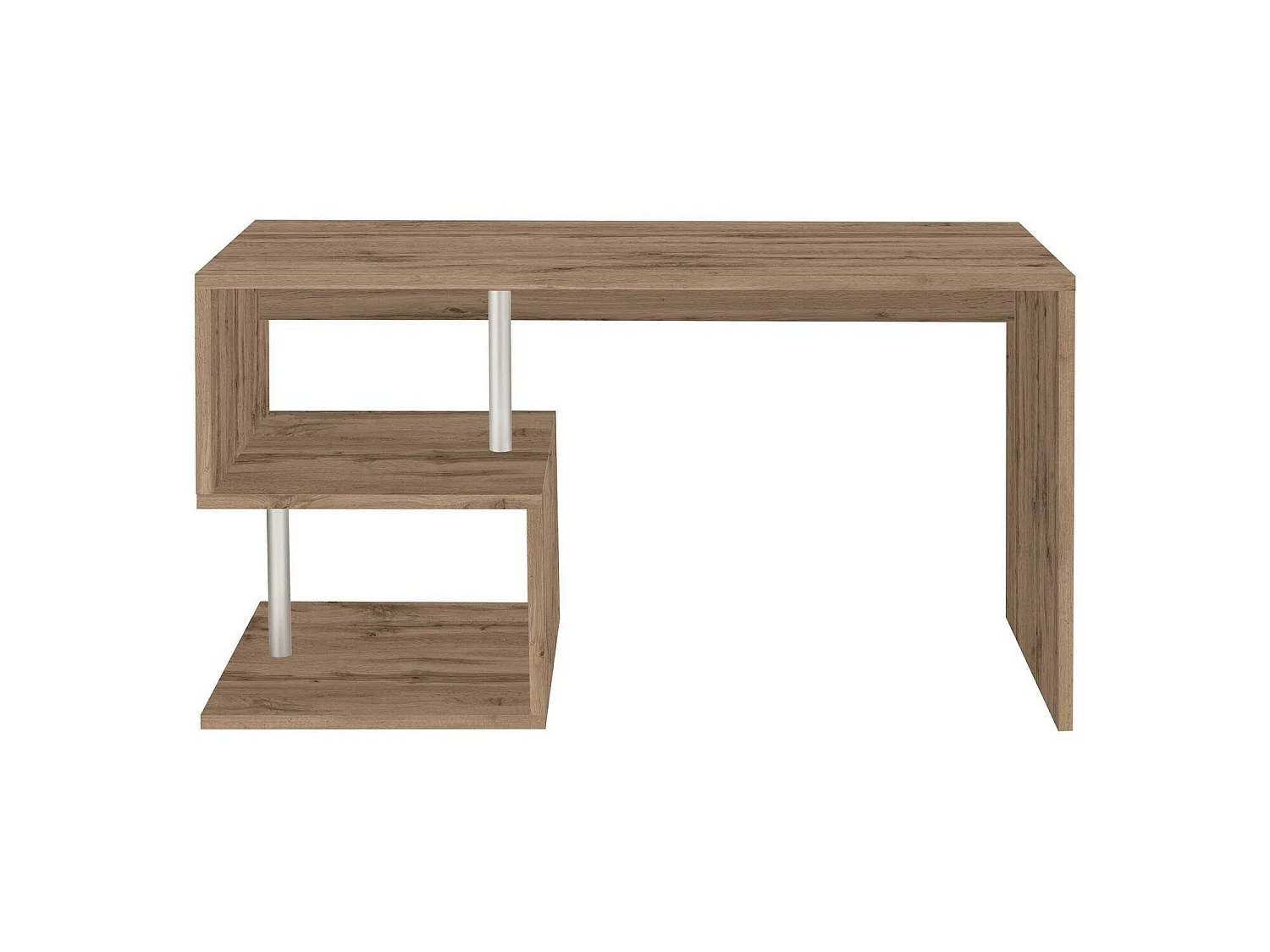 Dmorisc bureau, Lineair pc-bureau, multifunctionele kantoortafel, ruimtebesparend bureau met meerdere posities, 100% gemaakt in Italië, 140x60h78 cm, eiken